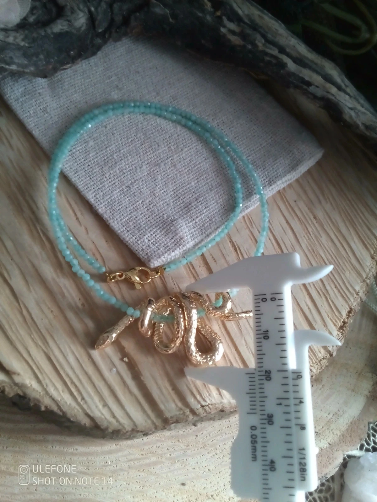 Collier pierres naturelles d'amazonite et serpent doré – photo 5